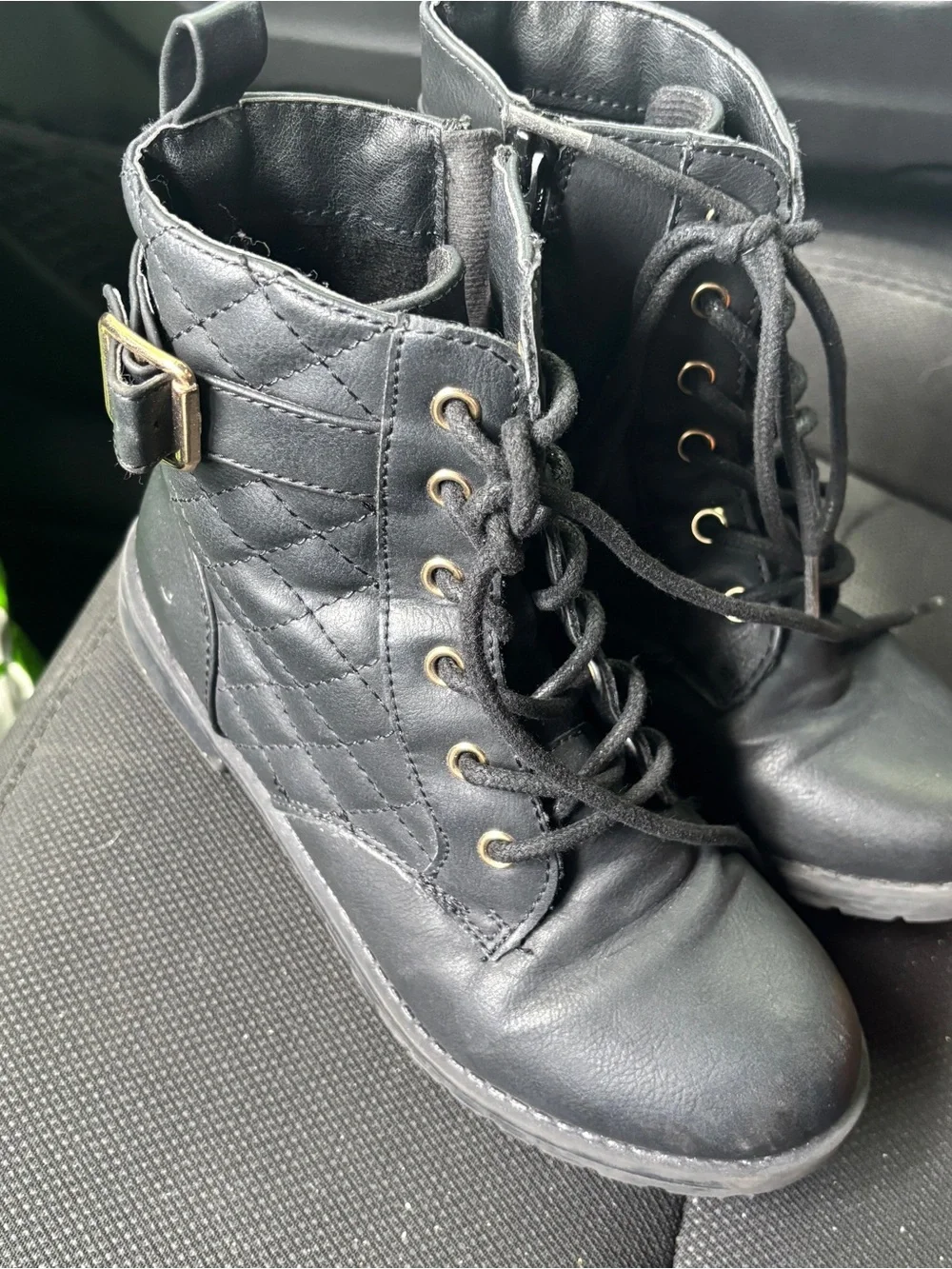The Children's Place Black Quilted Lace-Up Kids Boots